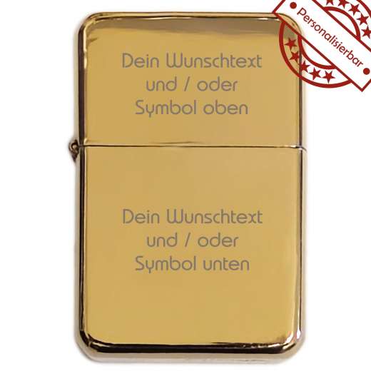 Benzinfeuerzeug mit Gravur • WUNSCHTEXT • Champ Gold Metallic