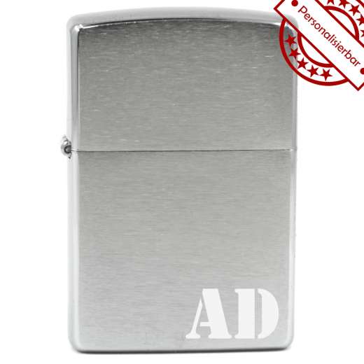 Benzinfeuerzeug mit Gravur • MONOGRAMM 01 • Zippo Silber gebürstet