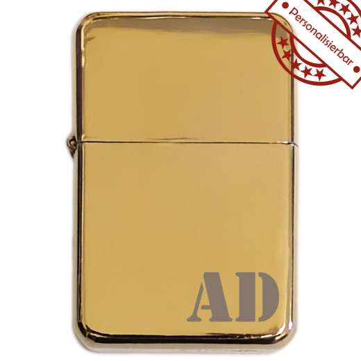 Benzinfeuerzeug mit Gravur • MONOGRAMM 01 • Champ Gold Metallic