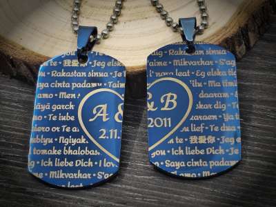 Anhänger Dog Tag Edelstahl Partneranhänger (2 Stück)