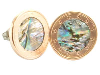 Ohrstecker 1 Cent Münzen Deutschland mit Abalone Inlay